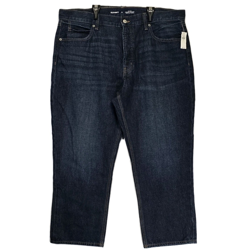 Old Navy High Rise Slouchy Straight Crop Jeans 16 NWT Dark Wash Denim Button Fly